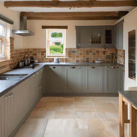 Country kitchen with Hanex Solid Surfaces