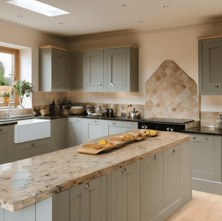 Country kitchen with Hanex solid surfaces